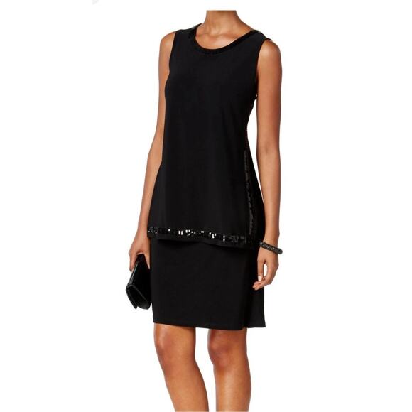 Msk Women’s Sequined Border Popover Cocktail Dress. Size 14 - Picture 1 of 5